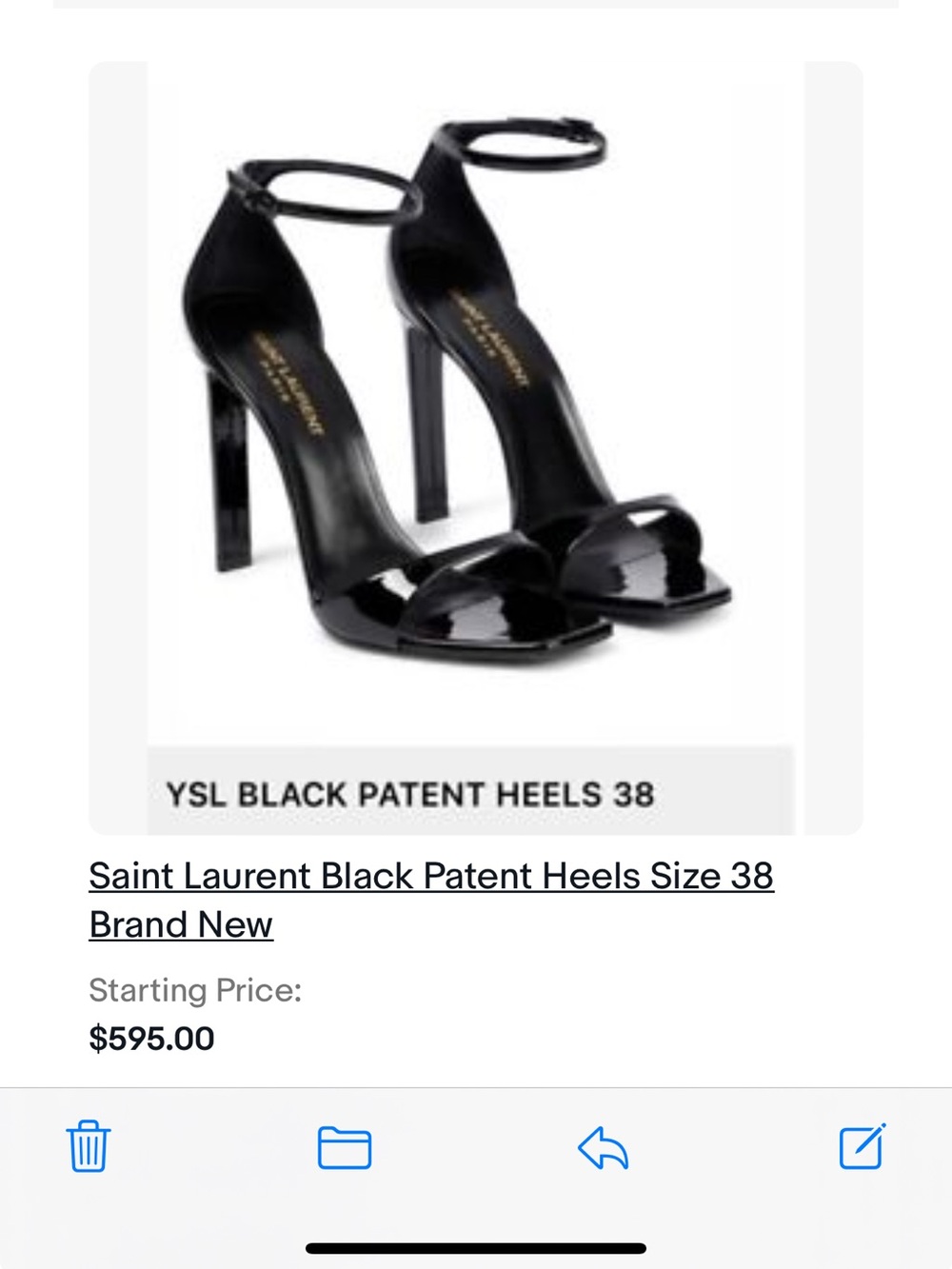 Saint Laurent Black Patent Leather Ankle-Strap Sandals - Picture 2 of 6